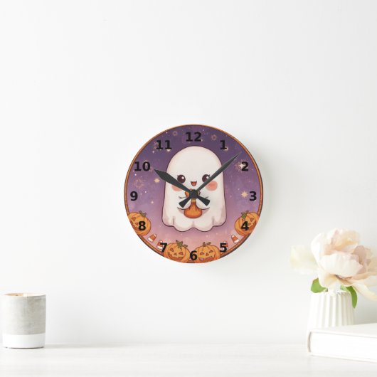 Cute Ghost Halloween Wall Clock ラウンド壁時計 (ホーム)