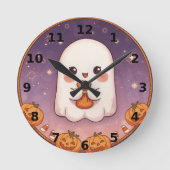 Cute Ghost Halloween Wall Clock ラウンド壁時計 (正面)