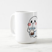 Cute Ghost Holding Boba Tea Bubble Tea Kawaii  コーヒーマグカップ (正面左)
