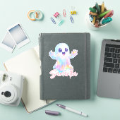 Cute Ghost Holographic Look Halloween Custom シール (iPadカバー)