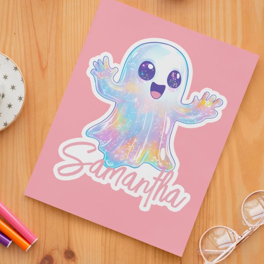 Cute Ghost Holographic Look Halloween Custom シール