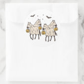 Cute Ghost Horses Halloween Trick or Treat  ラウンドシール (バッグ)