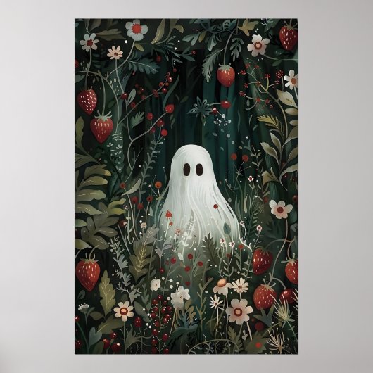 Cute Ghost In Strawberry Meadow Print, Ghost ポスター (正面)