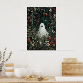 Cute Ghost In Strawberry Meadow Print, Ghost ポスター (キッチン)