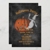 Cute Ghost Jack-O-Lantern Halloween 招待状 (正面/裏面)