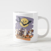 Cute Ghost Kids Trick or Treat Under Spooky Moon ジャンボコーヒーマグカップ (右)