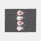 Cute Ghost Love Hearts Valentines Day Womens Teens フリースブランケット (正面(横))