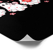 Cute Ghost Love Hearts Valentines Day Womens Teens ポスター (角)