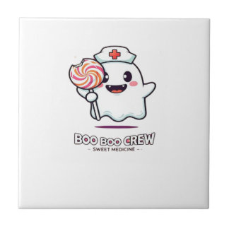 Cute Ghost Nurse Boo Boo Crew Halloween Classic T- タイル