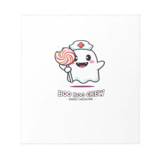 Cute Ghost Nurse Boo Boo Crew Halloween Classic T- ノートパッド