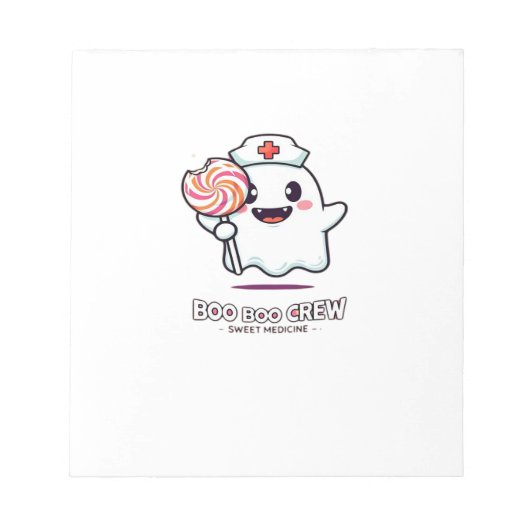 Cute Ghost Nurse Boo Boo Crew Halloween Classic T- ノートパッド (正面)