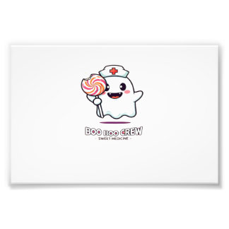 Cute Ghost Nurse Boo Boo Crew Halloween Classic T- フォトプリント