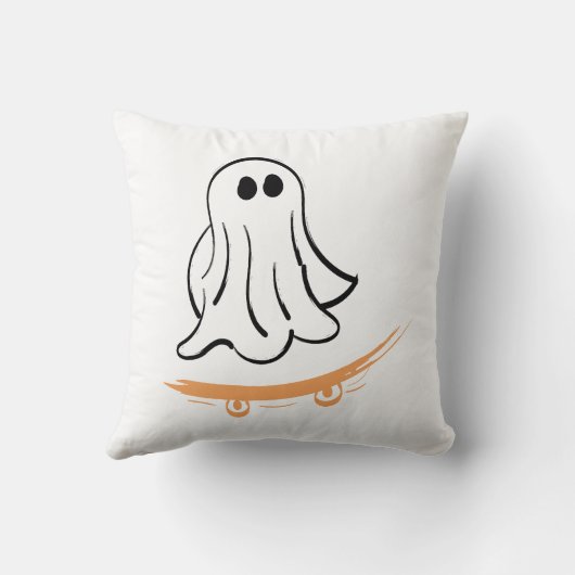 Cute ghost on skateboard クッション (裏面)