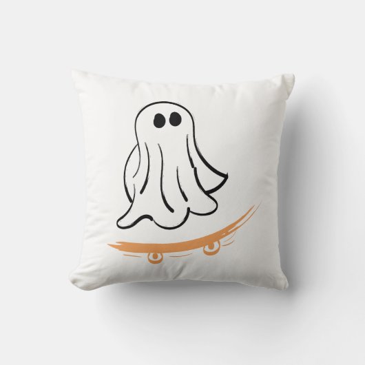 Cute ghost on skateboard クッション (正面)