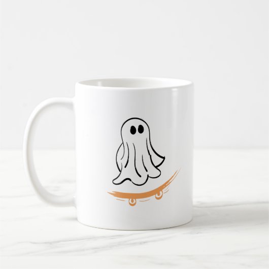Cute ghost on skateboard コーヒーマグカップ (左)