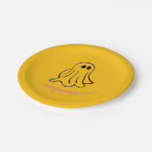 Cute ghost on skateboard ペーパープレート (アングル)