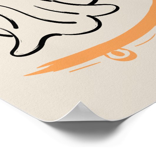 Cute ghost on skateboard ポスター (角)