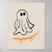 Cute ghost on skateboard ポスター (正面)