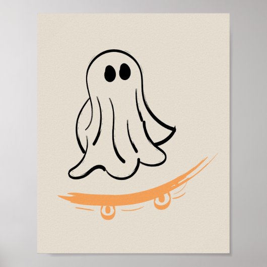 Cute ghost on skateboard ポスター (正面)
