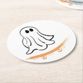 Cute ghost on skateboard ラウンドペーパーコースター (アングル)