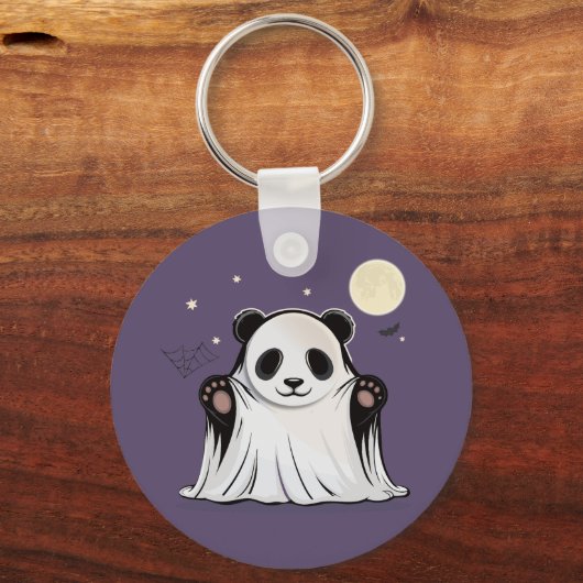 Cute Ghost Panda Under the Moon キーホルダー (正面)