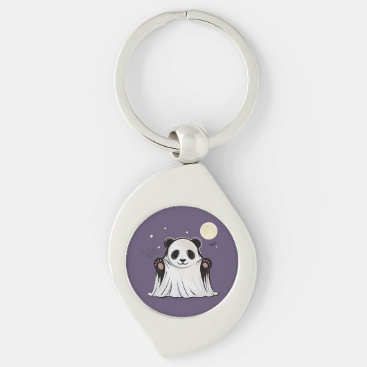 Cute Ghost Panda Under the Moon  キーホルダー (正面)