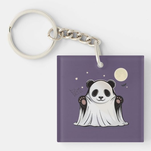 Cute Ghost Panda Under the Moon  キーホルダー (正面)