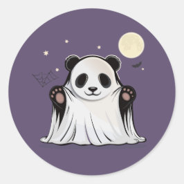 Cute Ghost Panda Under the Moon  ラウンドシール