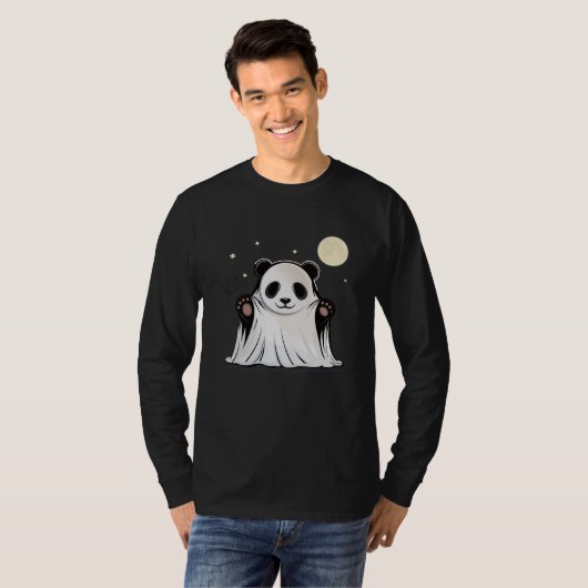 Cute Ghost Panda Under the Moon Tシャツ (正面フル)