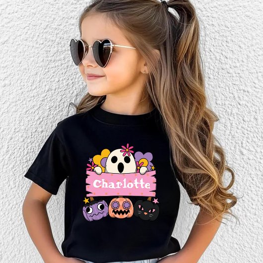 Cute Ghost Personalized Girl Name Halloween トドラーTシャツ