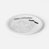 Cute Ghost Pumpkin Bats Color Me Halloween ペーパープレート (アングル)