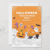 Cute Ghost & Pumpkin Halloween Invitation 招待状 (正面)