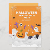Cute Ghost & Pumpkin Halloween Invitation 招待状 (正面/裏面)