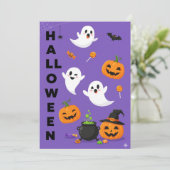 Cute Ghost & Pumpkin Halloween Invitation 招待状 (スタンド正面)