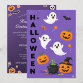 Cute Ghost & Pumpkin Halloween Invitation 招待状 (正面/裏面)
