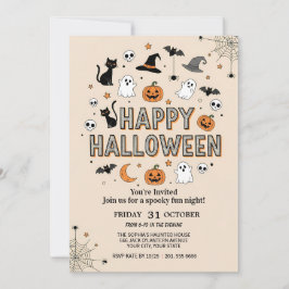 Cute Ghost & Pumpkin Halloween Party 招待状