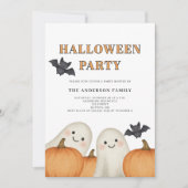 Cute Ghost Pumpkin Halloween Party  招待状 (正面)