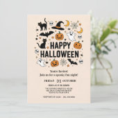 Cute Ghost & Pumpkin Halloween Party 招待状 (スタンド正面)