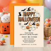 Cute Ghost & Pumpkin Halloween Party 招待状