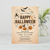 cute ghost & pumpkin halloween party Invitation 招待状 (スタンド正面)