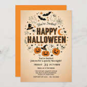 cute ghost & pumpkin halloween party Invitation 招待状 (正面/裏面)