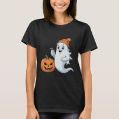 Cute Ghost & Pumpkin Halloween T-Shirt Tシャツ (正面)