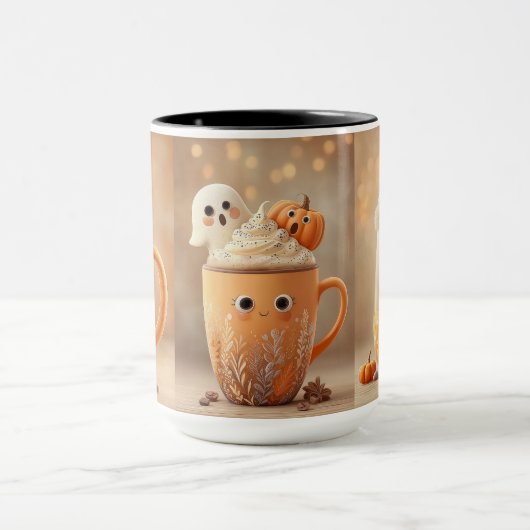 Cute Ghost Pumpkin Latte Mug マグカップ (中央)