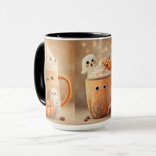Cute Ghost Pumpkin Latte Mug マグカップ (正面左)