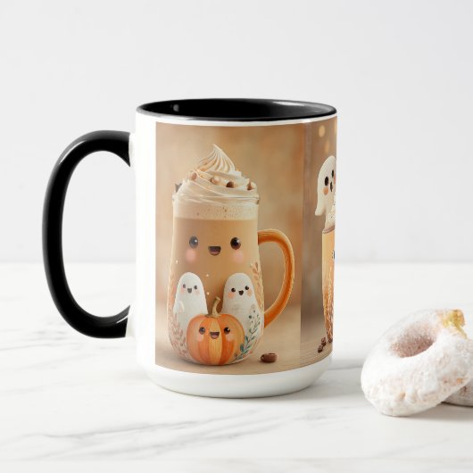 Cute Ghost Pumpkin Latte Mug マグカップ (ドーナツ付き)