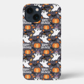Cute Ghost Pumpkin Pattern – Happy Halloween iPhoneケース (裏面)