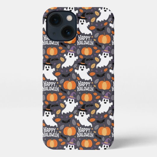 Cute Ghost Pumpkin Pattern – Happy Halloween iPhoneケース (裏面)