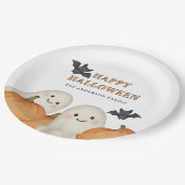 Cute Ghost Pumpkin Personalized Halloween Party  ペーパープレート (アングル)