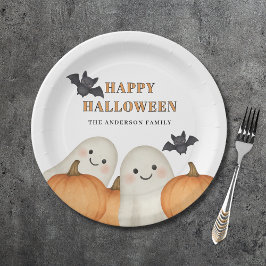 Cute Ghost Pumpkin Personalized Halloween Party  ペーパープレート