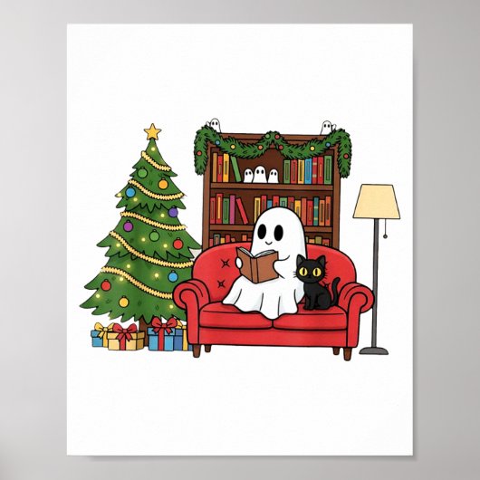 Cute Ghost Reading Christmas, Christmas Ghost Book ポスター (正面)
